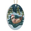 Playful Otter Christmas Ornament Round Ceramic 3 inches Cute Otter