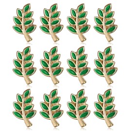 BOBIJOO JEWELRY - Lot de 12 Pins 10 mm Branche d'Acacia Email Vert Franc-Maçon Pin's Doré Or Fin, Metal