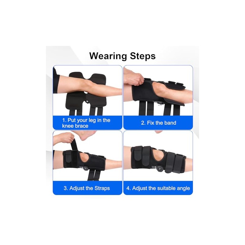 Hinged ROM Knee Brace, Post-Op Knee Immobilizer for Arthritis, ACL