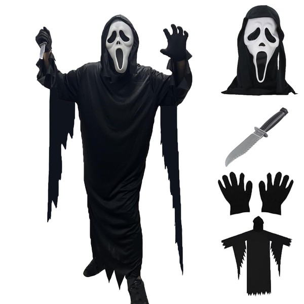 Aicerous® Halloween Scream Costume, Scary Screaming Ghost Costume, Included Mask