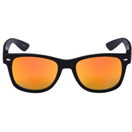 Lovin Rays' 2 Pair of Polarized Nearly Invisible Line Bifocal Sunglasses for Men and Women - Hard Case Included (Black/Solar Orange, 1.5, x)