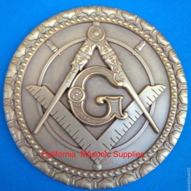 Master Mason Antique Gold Heavy Auto Rear Emblem For Freemasons Around The World
