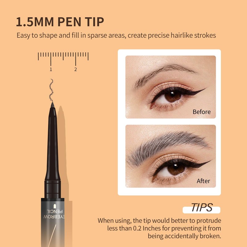 Music Flower eyebrow pencil,Dual-Ended Microfilling Eyebrow Pen, Liquid Eyebrow Pen