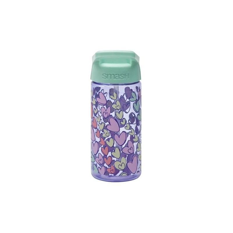 Smash Water Bottle 450ml - Hearts, Purple