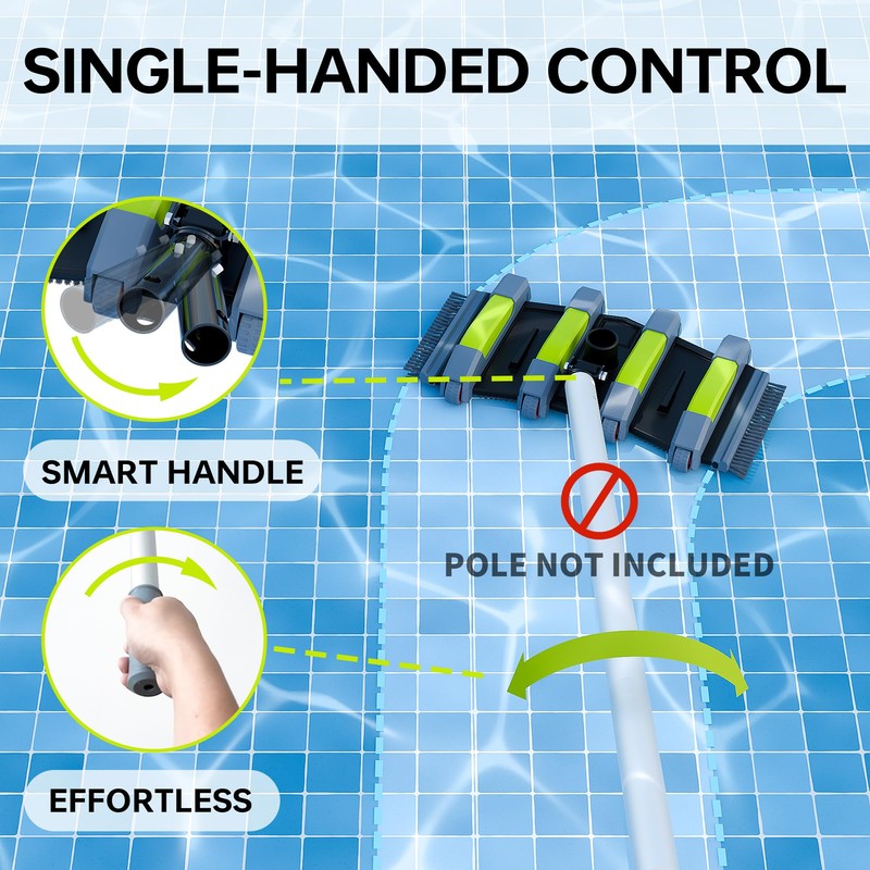 Sepetrel Heavy Duty Pool Vacuum Head with Wheels & Aluminum