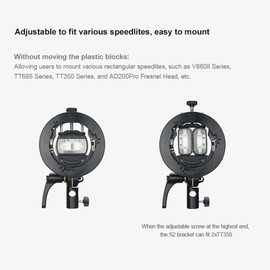 Godox S2 New S-type Flash Holder Bracket Bowens Mount for Godox V1 V860II AD200 AD400PRO TT350 TT685 Speedlite with Snoot (S2)