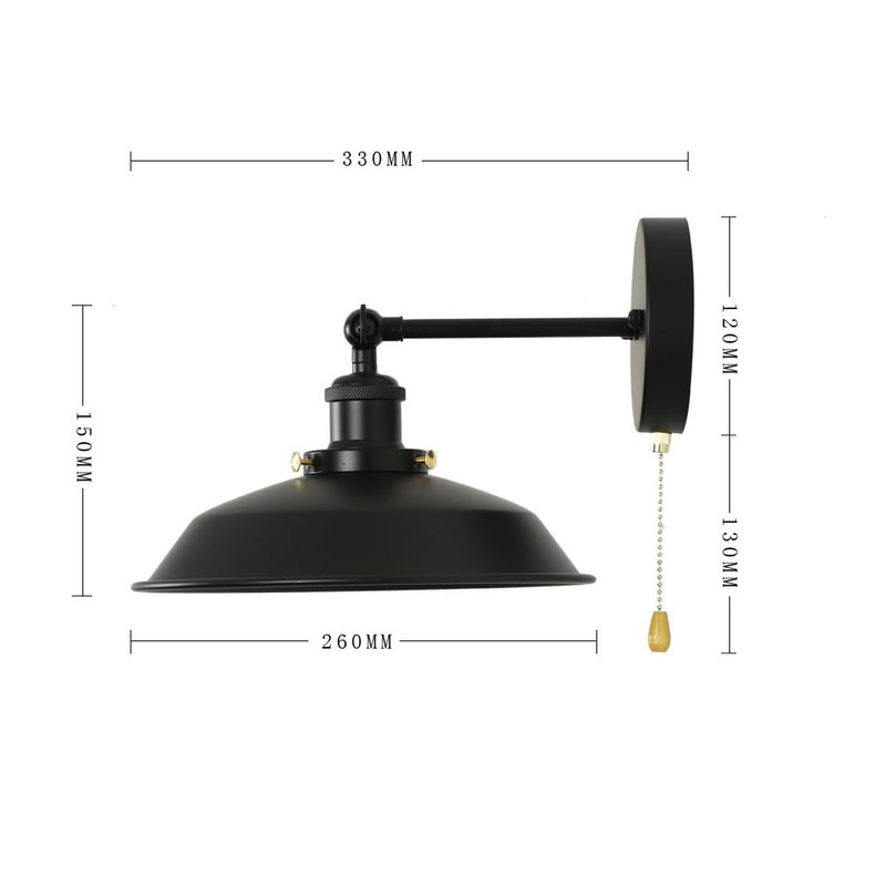 Bagkcopp Industrial Black Wall Sconces Light with Pull Chain Switch,Wall