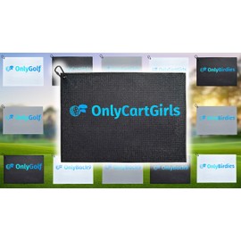 OnlyGolf Funny Microfiber Golf Towel – Large 14" x 20" Clip for Golf Bags Clubs Balls Perfect Golf Gag Gift Enthusiasts Waffle Men Premium Carabiner (Black OnlyCartGirls)