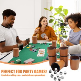 SENLINLIN Würfelbecher Set 6 Würfelbecher Leder mit 30 Würfeln, PU Kniffelbecher, Knobelbecher Leder Set für Bar-Party Würfelspiele