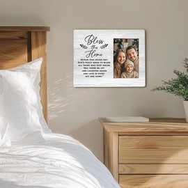 Lacama Bless This Home Family Picture Frame, 4x6, Rustic Wooden, Gray, Tabletop and Wall Mount, Perfect for Personalization, Housewarming Gifts, Family Gifts