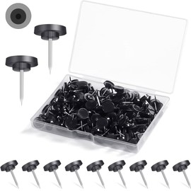 100Pcs Upholstery Tacks, Black Push Pins for Wall Hanging Picture Poster Paper Home Office School Use, Thumb Tacks for Wall Cork Board, Thumb Tacks for Wall Hangings, Picture Hanging Nails