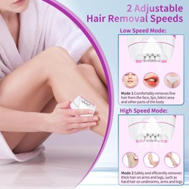 Smooth Glide Epilators Hair Removal for Women with 36 Tweezers & LED Light, 2 Speeds Cordless Epilator Facial Hair Removal for Women, Portable Rechargeable Hair Removal Device for Face Bikini