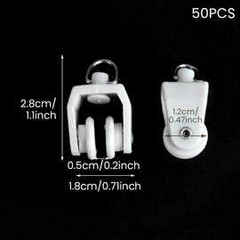 50pcs Curtain Track Rollers Hooks Ceiling Curtain Track Hooks Heavy-Duty Curtain Rail Pulleys Runners Drapery Rail Glid-ers with Hooks for Shower Curtain Window Tracks(Color:White)