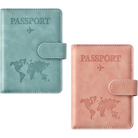 Porta Pasaporte con Bloqueo RFID, Set de 2 Fundas para Pasaporte Impermeables, Porta Documentos de Viaje Unisex, Protección para Pasaporte y Tarjetas