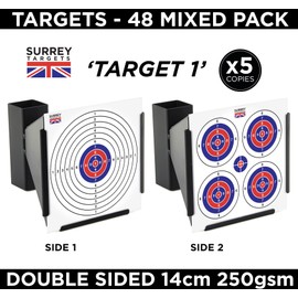 Airsoft 14cm Air Rifle Pistol BB Shooting Targets Mixed Designs 48 Pack 250gsm Quality Card