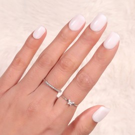 Handmade White Press On Nails Short,GlimightyX Soft Gel Thick Press On Nails Square,Milky White Fake Nails Reusable with Nail Glue Tools Kit,Nails Press Ons 10 Pcs,Size S,Clean Girl