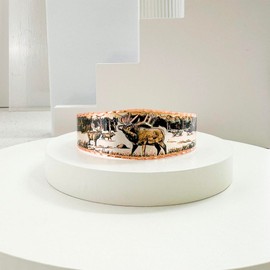 Artisan Handcrafted Elk Bracelets Cuff for Men Women Unisex Adjustable Silver Tone Copper Cuff Tapered Western Elk Jewelry Elk Gifts