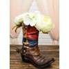 Rustic Western Star Texas Patriot Flag Cowboy Boot With Spur