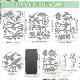 MAYJOYDIY Flowers Cutting Dies Rose Lily Tulip Flower Metal Die Cuts Plant Leaves Embossing Template Butterfly Animal Carbon Steel Stencils for Card Making Scrapbooking Album Handbook Decoration