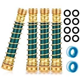 SIGURANTA Garden Hose Extension Adapter, Hose Kink Protector with Coil Spring Eliminates Hose Crimping and Straining at Faucets and Water Connections 4 Pack