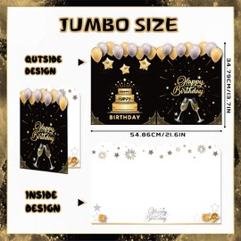 Jumbo Birthday Card Giant Guest Book, 13.7 x 21.6 inches Giant Large Birthday Greeting Cards with Envelope for Birthday Supplies(Black)