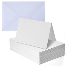 100 Pcs 4" x 6" Blank White Cards and Envelopes - Heavyweight Folded Cards and A4 Envelopes for DIY Greeting Card Wedding Birthday Invitations Baby Shower Thank You Card and All Occasions