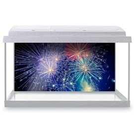 Aquarium Fish Tank Background 90x45 cm - Awesome Fireworks Display Static Cling Vinyl Vivarium Terrarium External Application #50160