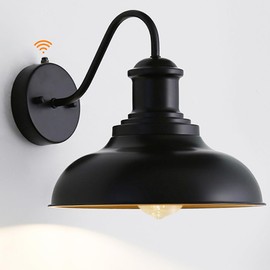 Dusk to Dawn Outdoor Lighting,12'' Diameter Large Black Barn Lights with Gooseneck,Exterior Farmhouse Wall Mounted Light,Vintage Outside Sconce,Anti-Rust Waterproof Porch Light for House Garage