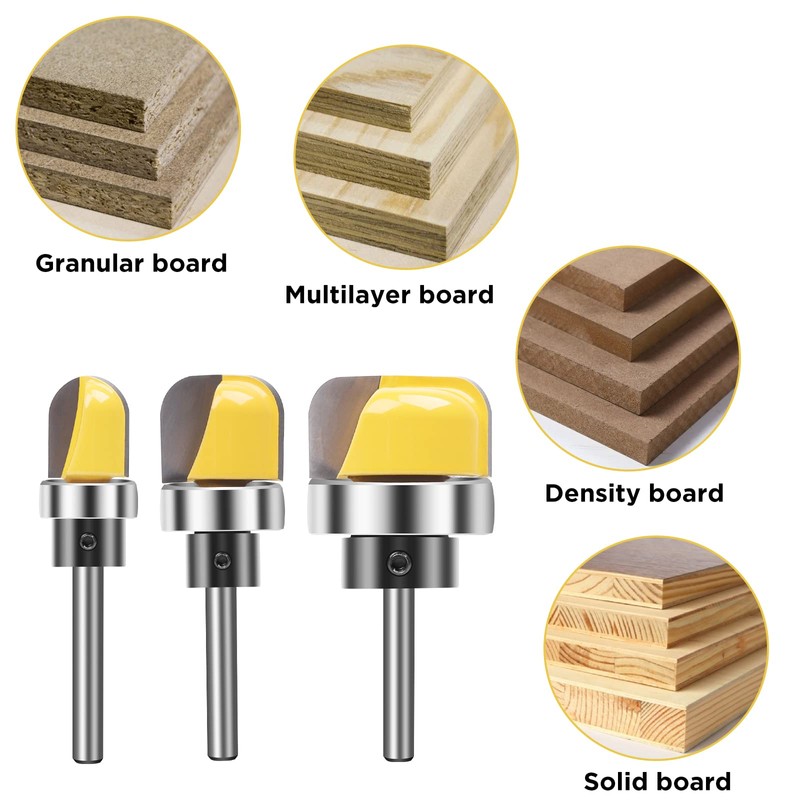 MNA 3Pcs Bowl and Tray Template Router Bit Set, Dish