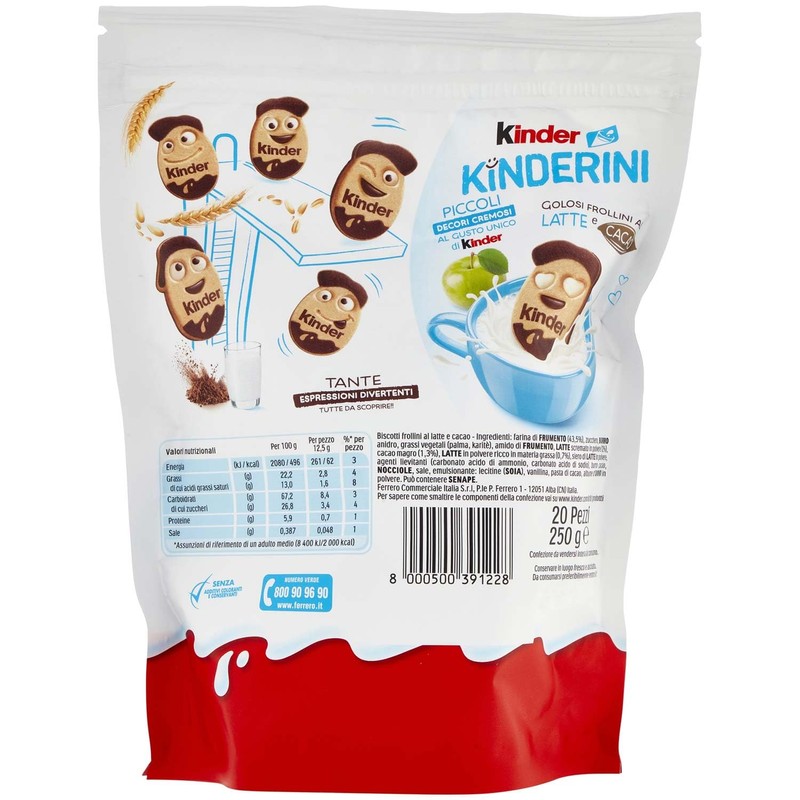 Kinder Kinderini biscuits Frollini milk and cocoa 250g NOVITA'