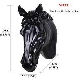 RTGGSEL Caballo de imitación retro de resina sintética para montar en la pared, diseño de cabeza de animal de taxidermia, decoración de pared (11.8 x 3.5 x 5.5 pulgadas) (caballo negro)