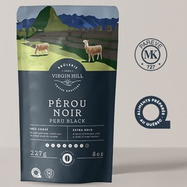 Virgin Hill Coffee - Peru Black - Bold Intensity & Dark Roast - Half Pound of High-Grade Coffee Beans - 8oz / 227 grams