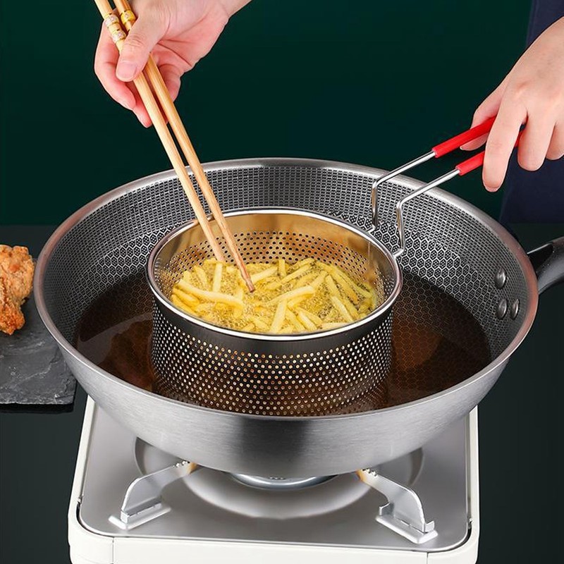 Deep Fryer Basket Round 304 Stainless Steel Fry Baskets With