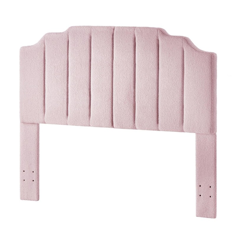 24KF Pink Teddy Fabric Tufted for Queen Upholstered Headboard, Modern