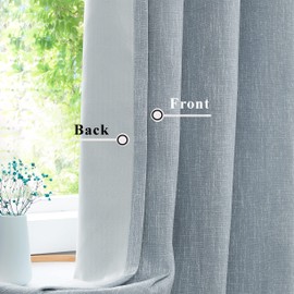 Blue Solid Full Blackout Curtain Heavy Linen Texture Window Treatment for Bedroom Noise Reducing Thermal Weave Drapes 8 Grommets Top for Living Room with Liner, Chambray Blue, 50" x 108", 2 Panels