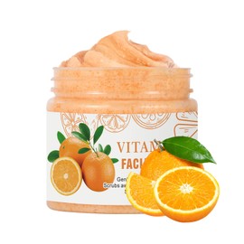 Vitamin C Facial Scrub, Gentle Exfoliating Facial Scrub, Facial Exfoliator Cleanser, Clears Pores of Blackheads, Removes Dirt and Oil, Smooths Skin - For All Skin Types, 100g / 3.25 Oz