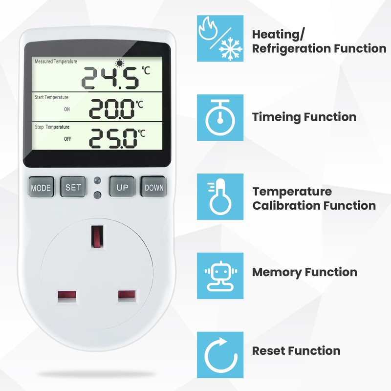 Doright Digital Temperature Controller,LCD Screen Heating Cooling Temperature Switch,Thermostat UK