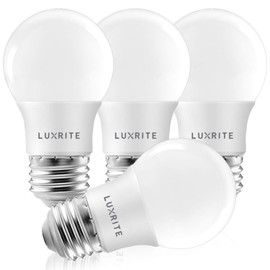 LUXRITE A15 LED Bulb 40W Equivalent, 7W, 5000K (Bright White), 600 Lumens, Enclosed Fixture Rated, Dimmable Ceiling Fan Light Bulbs, E26 Medium Base, UL Listed - Indoor and Outdoor (4 Pack)
