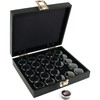 FindingKing 25 Gem Jars Black Display Tray Gemstone Travel Case