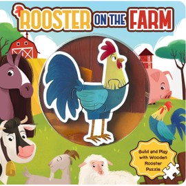 Little Hippo Books Rooster on the Farm | Interactive Toddler Toy and Book with Wooden Puzzle for Kids and Baby | Farm Puzzle Wooden Toy Plus Board ... Farm Animal Baby Book with Wooden Toy Puzzle