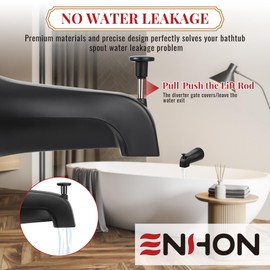 1 Pack Slip on Tub Spout with Diverter, Compatible with American Standard 8888026.002 Tub Spout, Bathroom Bathtub Faucet, Fits 1/2" Copper Water Tube(5/8" Diameter), 5/32" Hex Wrench (Matte Black)