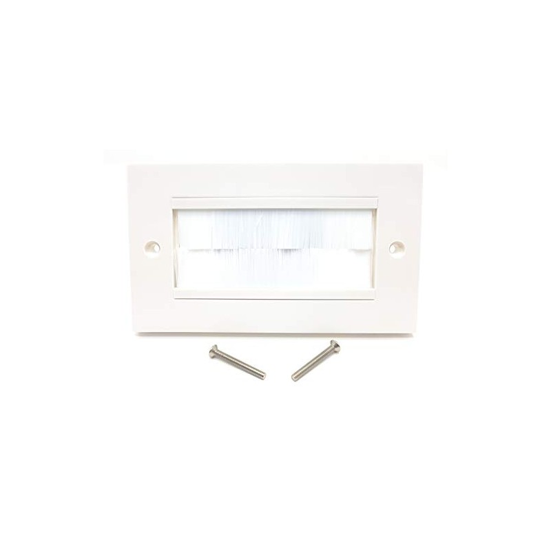 MainCore UK Standard Faceplate Gang White Brush for Cables Exit/Wall