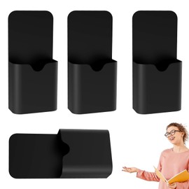 Magnetic Pen Holder, Pack of 4 Magnetic Marker Holder, Magnetic Pen Holder, Black Magnetic Marker Holder, Pen Holder Storage Box, for Magnetic Surface, Locker, Fridge