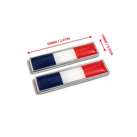 PTDecals Pack of 2 France Flag Metal Car Signs Sticker 3D Emblem National FR Tricolour Flag Badge Graphic Sticker for Universal Car Motorcycle Fender Skirts Trunk Sides 58 mm x 14 mm