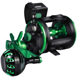 Sougayilang Line Counter Trolling Fishing Reel,Conventional Level Wind Trolling Reel, Graphite Body, Durable Stainless-Steel and Brass Gears, Large Line Capacity, Powerful Carbon Disc Drag-RZC20L