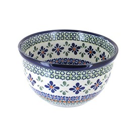 Blue Rose Polish Pottery Mosaic Flower Small Mixing Bowl