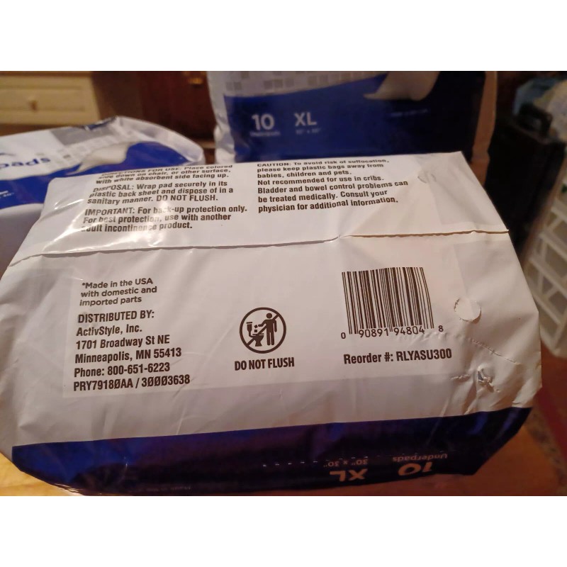 Rely Underpads XL 30" x 30" RLYASU300 ~ Qty: 10