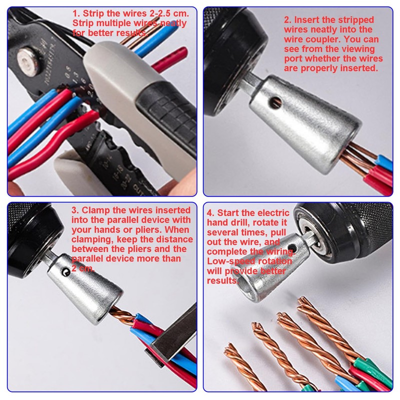 WADY Wire Twisting Tools, 3 Pcs No-Peeling Wire Stripping Tool