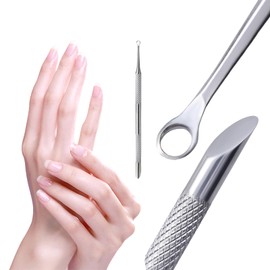 FUG 1 Pcs Cuticle Pusher, Stainless Steel Nail Prep Tool for Manicure Removing Dead Skin on Fingers