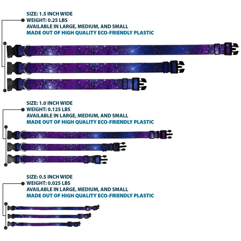 Buckle Down Plastic Clip Collar - Galaxy Blues/Purples - 1/2"